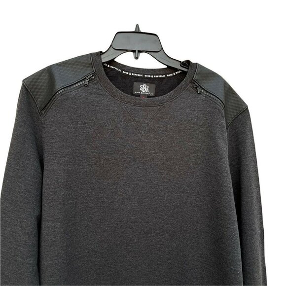 Rock & Republic Mens Lightweight Sweatshirt New Black Fleece Lined 2XL - Picture 3 of 9